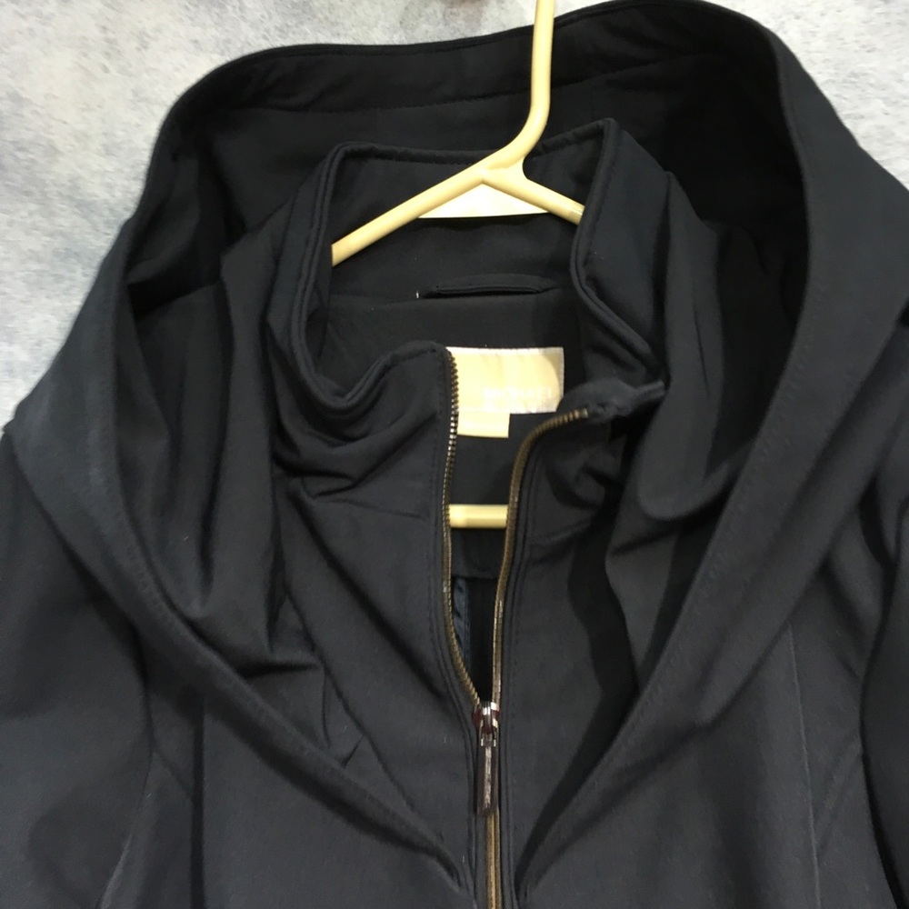 Michael Kors Navy Blue Women's Long Line Zip Technical Hooded Jacket Size Large - Picture 6 of 11
